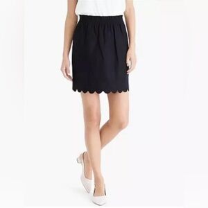 J CREW skirt linen scallop hem black size 8 NWT!